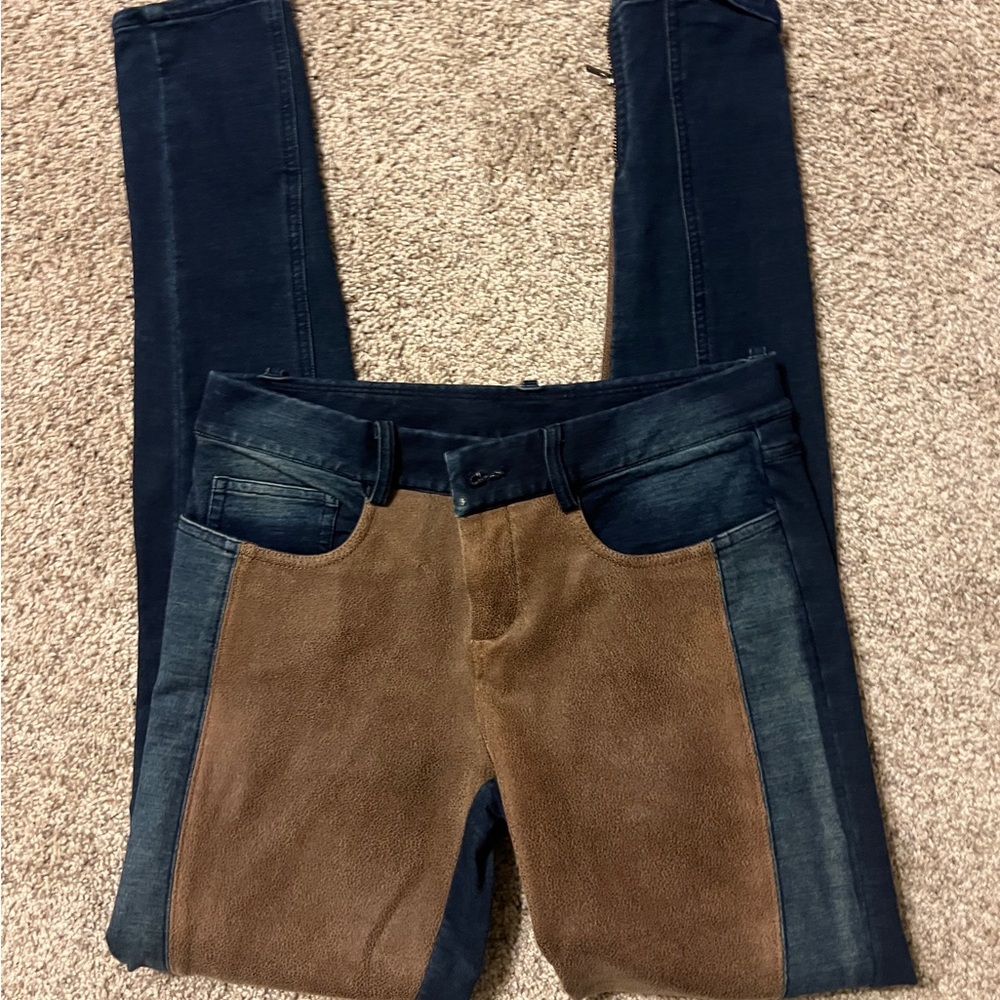 Two-Tone Blue and Brown Women's Jeans